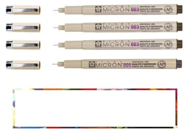 Sakura Pigma Micron SEPIA - Pigment Ecriture Pointe Superfine, set 3 pcs, 003 + 005