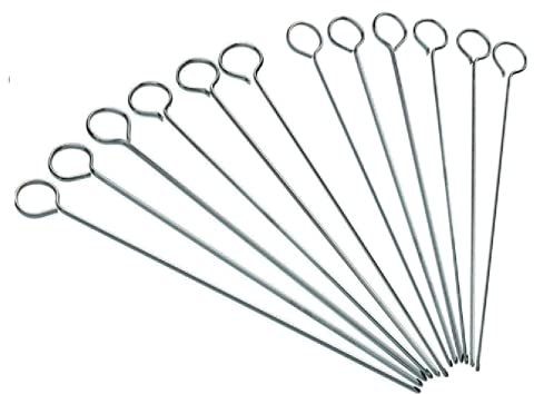 G4GADGET 12PCS Stainless Steel BBQ Skewers – 24CM Flat Metal Kebab Sticks for Grilling Meat, Vegetables & Seafood – Reusable & Rust-Resistant Grill Skewers for Barbecue, Oven & Air Fryer