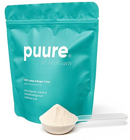 puure® No. 1 Collagen Pulver - 100% reines bioaktives Kollagen Hydrolysat - Peptide Typ 1, 2 und 3 - [4 Wochen Vorrat] - Geschmacksneutral - Perfekte Löslichkeit - Frei von Hormonen und Antibiotika