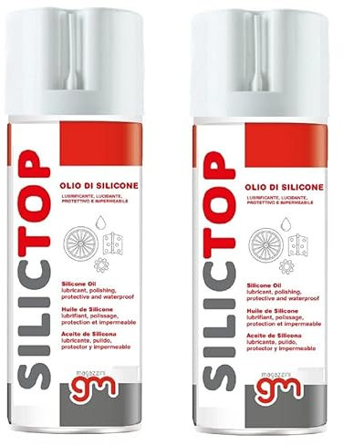 MagazziniGM SILICTOP, Olio di Silicone Spray Multifunzione, Lubrificante Tapis Roulant, Protezione Idrorepellente, Antistatico, per Meccanica e Guarnizioni, 400ml (2)
