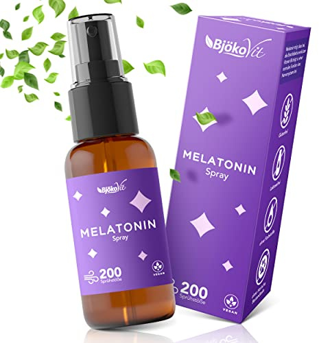 Melatonin Spray – 0,5 mg Melatonin pro Tagesdosis – mit Vitamin B6 – Einschlafspray – 30 ml, vegan, in Deutschland produziert
