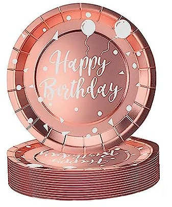 AHPYEUHK Pappteller 50 Stück Partyteller 17,8 cm Partygeschirr Set Kindergeburtstag Einweggeschirr Perfekt für Feste Und Feiern (Rose Gold)