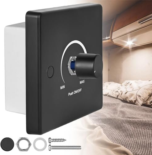 Variateur d'intensité LED DC 12-24 V PWM pour lampes LED - Variateur de contrôle LED - Variateur de cordon pour camping-car, bateau, camion, caravane - Pour ampoule halogène - Ampoules LED à intensité