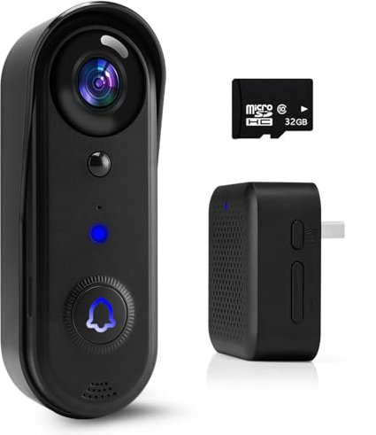 AIMEAR Doorbell Camera Wireless with Chime,32GB SD Card,No Monthly Fees, WiFi Video Doorbell Camera,1080P HD, 2-Way Audio, Motion Detection, IP65 Waterproof,2.4G WIFI, Pre-installed