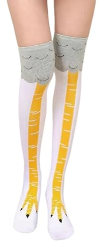 Chicken Leg Socks,Chaussettes Drole pour Les Fêtes D'Anniversaire Fêtes Costumées,Chaussettes Amusantes pour Adultes,Rigolotes Humour Chicken Legs Socks,Chaussettes Cartoon Montantes Femmes (Blanc)
