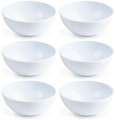 Tradineur - Pack de 6 Cuencos - Capacidad 425 ML - Fabricado en Plástico -Ideal tanto para la hostelería como el hogar - Ø 12 x 5 cm - Color Blanco