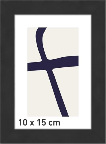 accent by nielsen Holz Bilderrahmen Velino, 10 x 15 cm, Schwarz | Holz (MDF) Fotorahmen im Hoch- & Querformat zum Auftstellen und Aufhängen Schwarz matt Echtglas