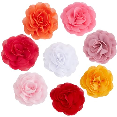 GORGECRAFT 8 Stück 8 Farben Blumenhalsband Anhänger Für Haustiere Bunt Polyester Blumenschleifen Krawatten Ornamente Blumenanhänger Für Welpen Katzen Hunde Halsbänder Fellpflege Dekorationen Zubehör