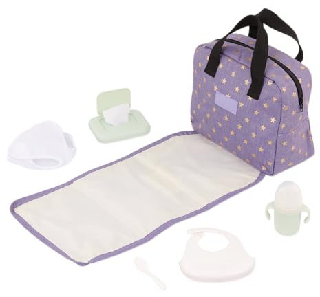 LullaBaby - Set di borse per pannolini per bambole - Borsa per pannolini con fasciatoio - Tasche portaoggetti e forniture giocattolo - Accessori per bambole - Gioco di finzione - Bambini 2 anni +