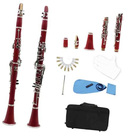 B Tonart Klarinette 17 Tonarten Bakelit Holzblasinstrumentenset Für Erwachsene Und Anfänger Professionelle Klarinette Für Anfänger Und Erwachs(Red)