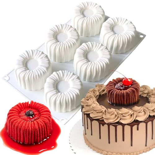 6-Hole 3D Cylindrical Coil Cake Mold Food Grade Silicone Molds for Baking Candy Chocolate Jelly Mousse Cake Dessert Silicone Baking Mold Non-stick Cakes Mould Crafts Candle Molds for Candle Making