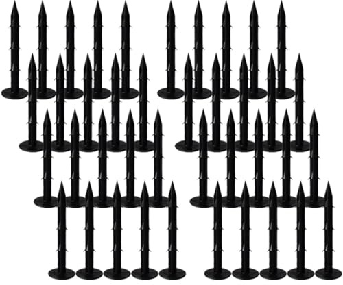 Totority Estacas de Fijación al Suelo de Plástico Negro 16 Cm, 100 Unidades para Jardín, Césped y Toldos, Clavos para Césped Artificial y Lonas, Accesorios de Jardinería Exterior