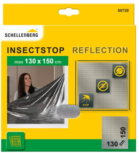 Schellenberg 50720 reflektierendes Fliegengitter Reflection reflektierender-Insektenschutz 130 x 150 cm, Anthrazit