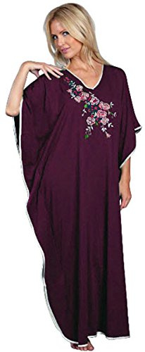 La Marquise Kaftan Floral Africain 100% Coton pour Femme 4 Couleurs - Rouge - Bordeaux - Taille Unique