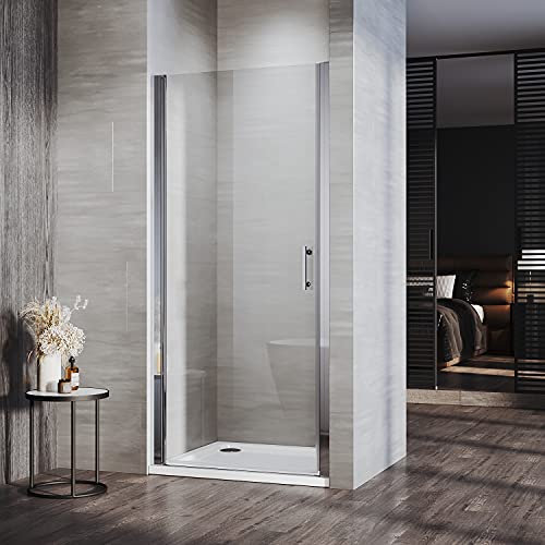 ELEGANT 700mm Frameless Pivot Shower Door Enclosure 6mm Safety Glass Reversible Shower Cubicle Door