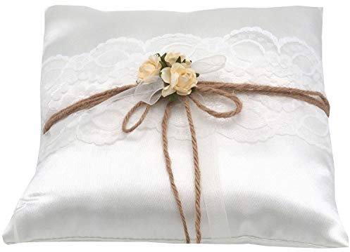 ZauberDeko Ringkissen Vintage Creme Rosen Hochzeit Braut Traukissen Ringe