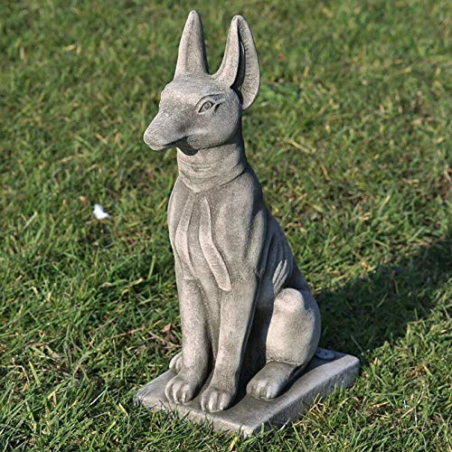 Pharaoh Hund Statue | Nachbearbeiteter Limettenstein Anubis Beton Gartendekoration