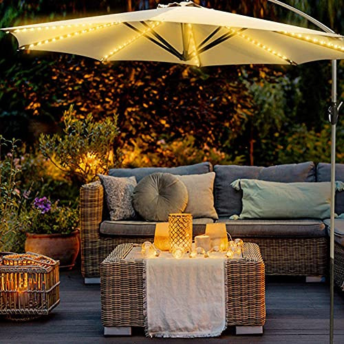 JDKC- Luci Dell'ombrello del Patio con Telecomando, 8 modalità Luminosità, Impermeabile All'aperto Decorare la Luce, per Ombrelloni, Campeggio, Tende, 2 Pacchi (Color : White)