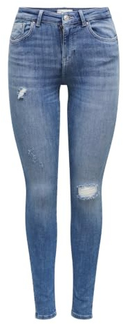 ONLY Damen Onlpower Life Mid Push Sk Dt Rea264 Noos Jeans, Medium Blue Denim, XS / 34L EU