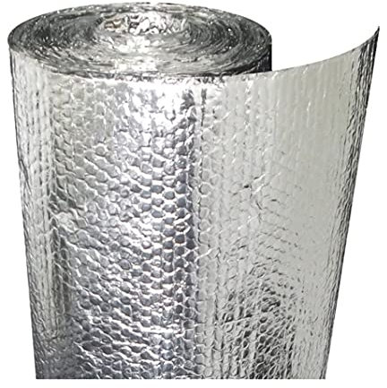 NAKAN 4-5mm Alu-Luftpolsterfolie Isolierfolie, Feuchtigkeitsfest Wasserdicht Aluminium Dampfsperrfolie Strahlende Dampfsperre für Wände, Böden Und Dach(Size:1x15m(3x49ft))