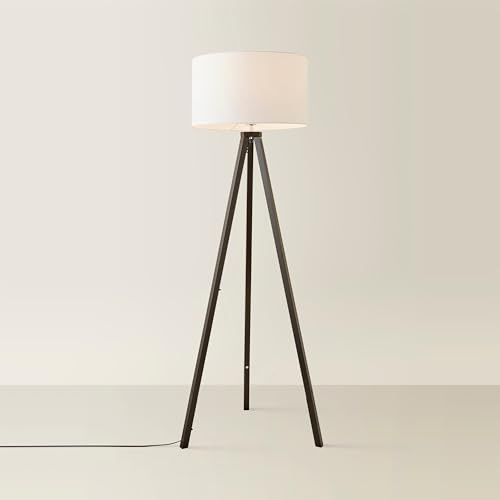 MiniSun | Modern Black Wood Tripod Design Floor Lamp with a White Drum Shade | Floor Lamps & Torchieres, Home Décor & Improvement Essential