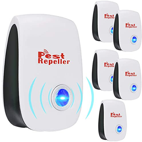 Repelente Ultrasónico de Plagas, Lote de 6 Electrónico Repelente Mosquitos, Interiores Repelente Ultrasonico para Interiores Anti Cucarachas, Moscas, Mosquitos, Ratones, Arañas