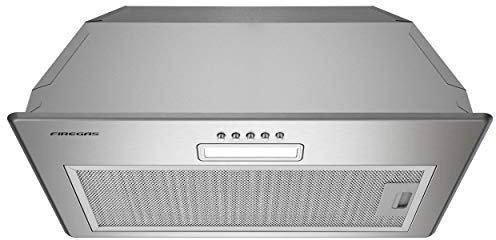 FIREGAS Campana extractora empotrada 52 cm, 3 niveles de potencia, acero inoxidable, extractora de recirculación, incluye filtro de carbón activo