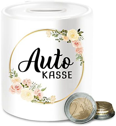 Boho Spardosen - Spardose Autokasse I Sparen auf Auto I Geldgeschenk für Auto - Unisize - Weiß - Auto-spardose chic Stil Keramik