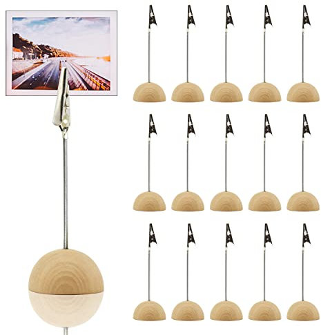 Supporto Clip Memo, Porta Messaggio da Tavolo, Supporto Numero Posto in Legno con Clip di Coccodrillo e Base di Pino Porta Segnaposto Clip per Ufficio Ristorante Matrimonio Decorazioni per La Casa (2)