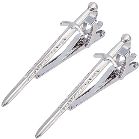 WEBEEDY 2PCS Pinces à Cravate Personnalisées pour Hommes Nouveauté Épée Pince à Cravate Épingle à Cravate Pince à Cravate Épée Pince à Cravate pour Hommes Mariage Affaires Fête des Pères
