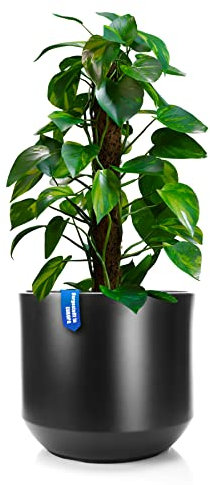 BigDean Blumentopf Style ø 40 cm anthrazit mit herausnehmbaren Innentopf - wetterfester Blumenkübel aus bruchsicherem Kunststoff - Pflanzkübel groß Außen & Innen geeignet