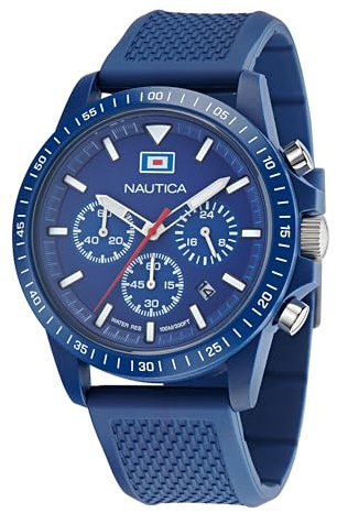 Nautica NAPNOF3S7 One Blue Wheat - Reloj de pulsera de fibra de poliuretano para hombre, Azul, Moderno