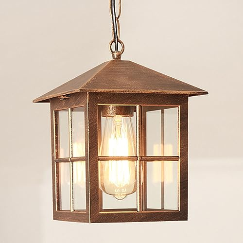Quevia-Eletro Außen-Pendelleuchte Wasserdichter E27 Hängelampe Metall Wegbeleuchtung Garten Balkon Hof Outdoor Höhenverstellbar Bronze Pendellampe Retro Außen/Innen Trauben Hängeleuchte 18 * 26CM