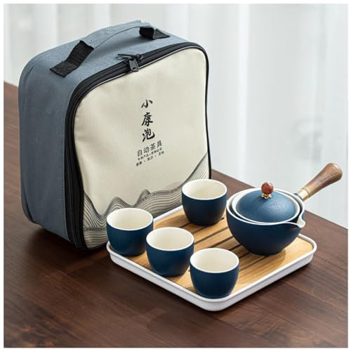 WIWIDANG 360 Rotation Tea Maker, 2023 New 360° Rotation Tea Maker and Infuser, Ceramic Portable Travel Tea Set, Portable Magic Teapot Maker with Side Handle (teapot Set B)
