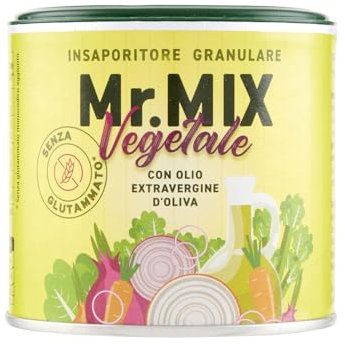 Mr. MIX, Insaporitore Granulare Vegetale, Senza Glutammato, con Olio EVO, Barattolo da 115gr