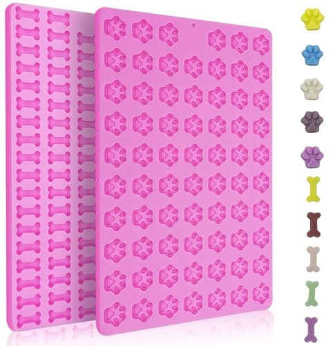 2 Stück Backmatte Hundekekse, Mini Hundeknochen Form+Fußabdruck Form, Antihaftend Backmatte Hundekekse für DIY Hundeleckerlies, Schokolade, Kekse, Eiswürfel, Süßigkeiten