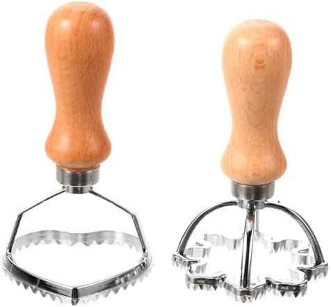 OUNONA 2stücke Holz Keksform Mit Holzgriff Plätzchenform Zum Backen Geprägte Keksform Für Zuhause Plätzchenform Mit Filigranem Design Backen Für Kuchen Und Gebäck