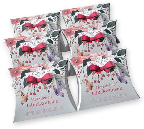 Glückslicht in der Geschenkbox mit der ausgestanzten Schleife | Edition Herzlich | Herzlichen Glückwunsch | 6er-Set
