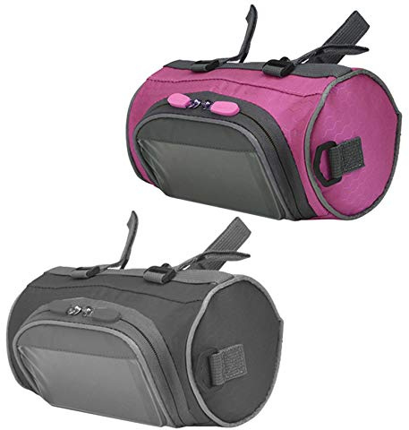 Beelooom 2 Stück Outdoor Fahrrad Lenkertasche 5L Wasserdichte Tasche Rennrad Vorderrohr Lenkertasche Schwarz & Pink