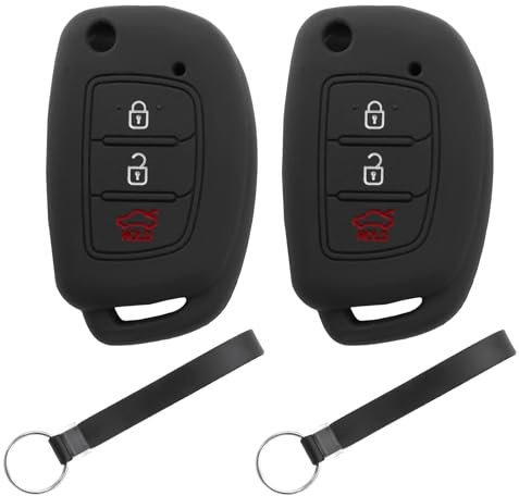 Autoschlüssel Silikon Hülle kompatibel mit Hyundai 3-Tasten Autoschlüssel Klapp(Schwarz+Schwarz)