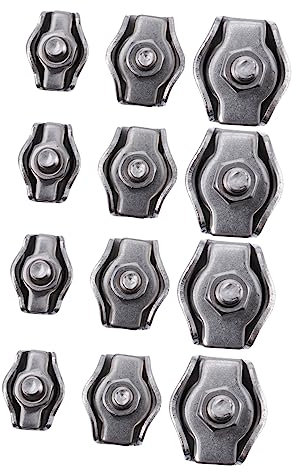 FUNOMOCYA 12pcs Stainless Wire Rope Chuck Cable Clamp Single Clips for Washing Line Rope Steel Wire Cable Grips