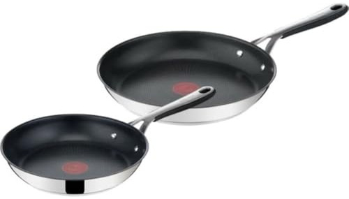 Tefal Jamie Oliver Kitchen Essentials Pfannenset, Bratpfannen, Induktion, Edelstah, Silikongriff (24/28 cm)