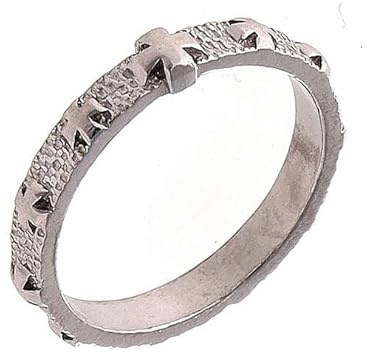 Holyart Anello Argento 925 rodiato Croce Greca Rosario, 16 mm (0.63 INC.) - EU/IT 10