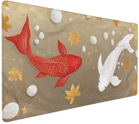 Gaming Mauspad XXL Goldfisch Mousepad 1000x500x4mm Tier Verlängertes Mauspad Schreibtischauflage,Genähte Kanten Mauspad,Verbessert Präzision Geschwindigkeit Wasserdicht Geeignet für Büro und Spiele