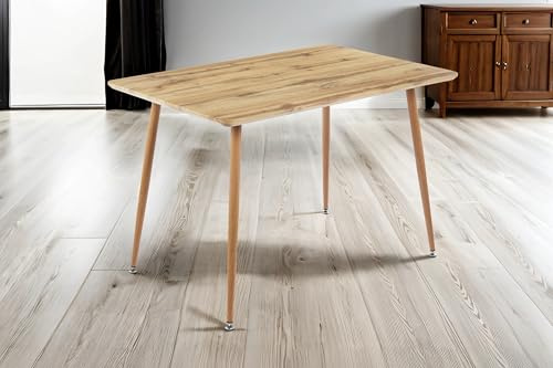 SAM Esstisch Trondheim 115x75 cm Wildeiche-Optik 4-Fuß-Gestell eichefarben | Schweizer Kante, Metallgestell, Holz, Esszimmer & Küche