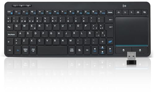 Bnnwa Teclado Bluetooth inalámbrico multidispositivo con Panel táctil, Teclado inalámbrico para TV con trackpad multitáctil de Gran tamaño, Compatible con 3 Dispositivos para TV, Windows, Android