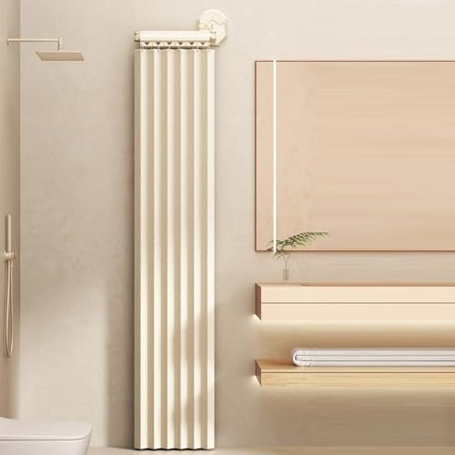 YKMBFEQC Faltbarer Duschvorhang mit Verstellbaren Eck-Duschvorhangstangen für Das Badezimmer, Moderner Hochbelastbarer Wasserfester Duschvorhang, Platzsparend, Ohne Bohrer(Style 5,3-fold 180cm)
