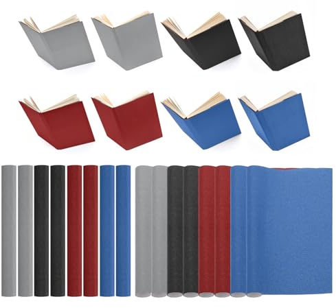 PATIKIL 14x10 Tela para Encuadernación de Libros, 8 Piezas de Cubierta de Libro Tela de Reparación de Encuadernación Libros para Encuadernación Libros, Negro/Gris/Azul Oscuro/Rojo Oscuro | Funda de encuadernación de libros, encuadernación de libros, arte de libros, costura, manualidades, manualidades