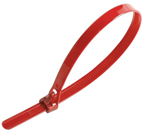 Red Cable Ties LEDSone, 350mm x 7.2mm Adjustable Nylon Zip Ties, 14 Multi-Purpose Releasable Plastic Tie Wraps Pack of 100, Secure Reusable for Tidy Wires Home Workshop and Garden