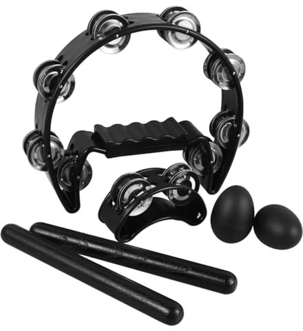 JOINPAYA Handglocken Tamburin Rhythmusstäbe Satz Fußglocke Schüttel Eier Aus Robustem Material Kleine Schlaginstrumente Für Band Und Musikalische Begleitung
